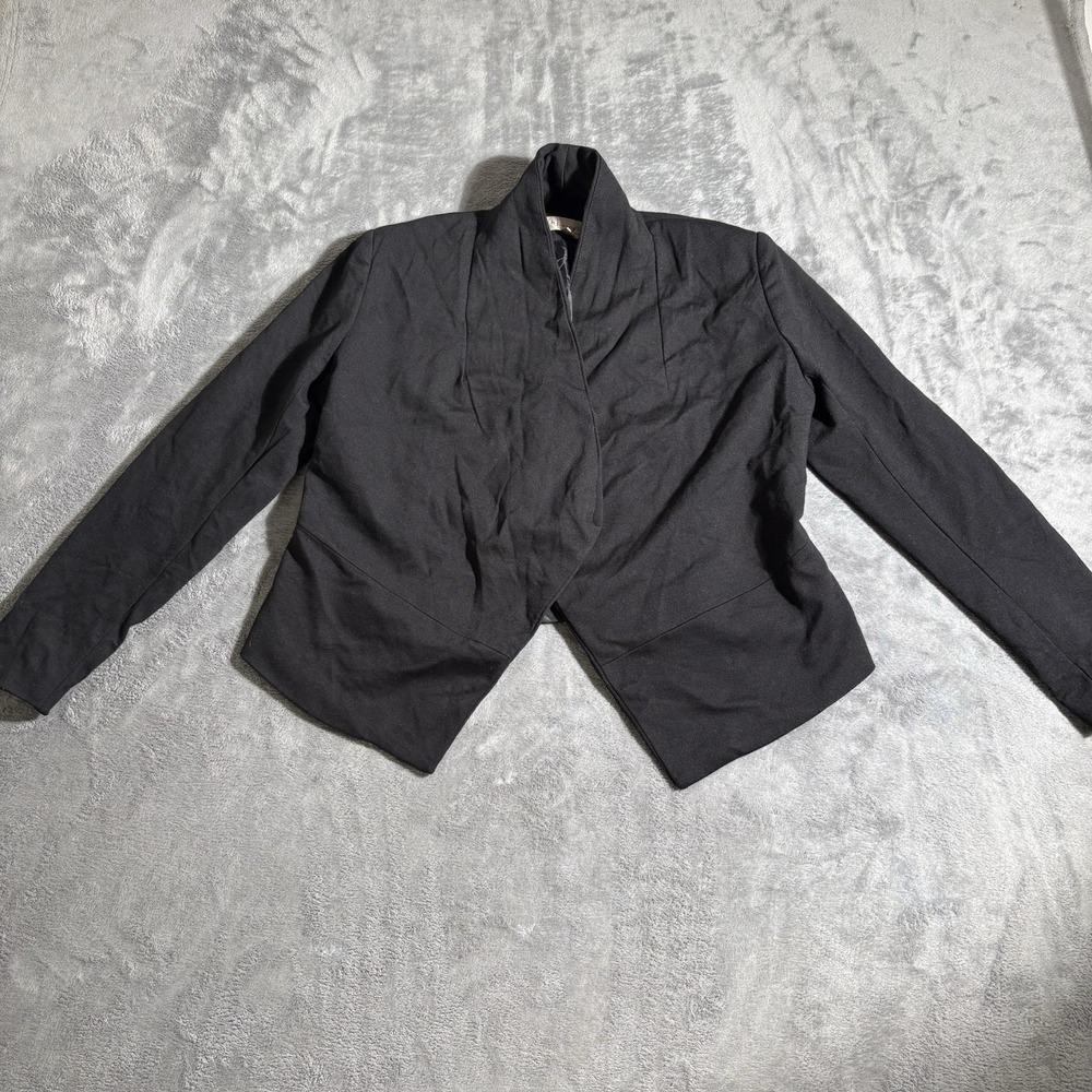 Philosophy Womens Blazer Jacket Size 4 Black Open Front Cropped Office